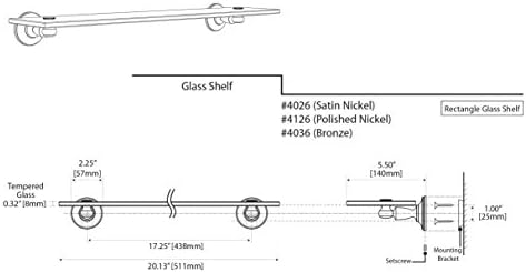 Стъклен рафт за механи Gatco 4026, Сатинированный Никел