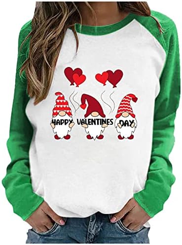 Ризи с Надпис Love Heart за Жени, Модерен Пуловер с дълги ръкави и Писмото Принтом, Тениска, Подарък за Свети Валентин за Момичета