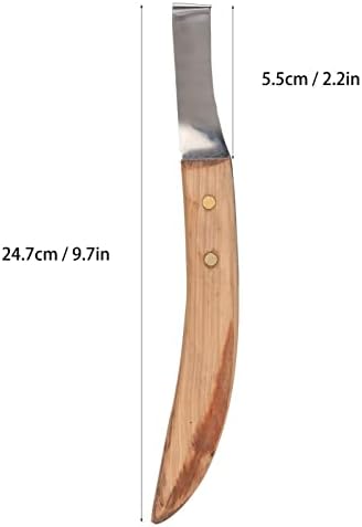 Нож за копитата на лявата ръка, стоманена извит тример за копита с дървена дръжка, инструмент за подрязване на копитата на едър