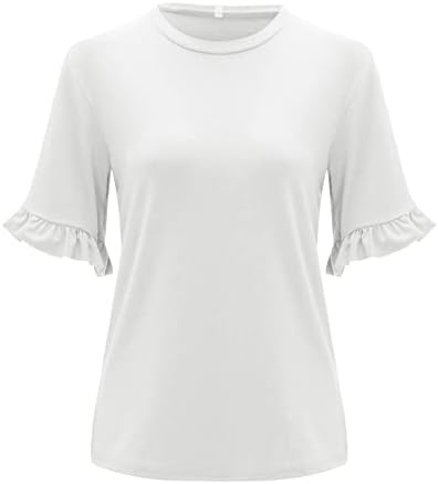uikmnh Дамски Блузи с къс ръкав, Обикновена Летни Тениски, Потници С волани и набори, Риза