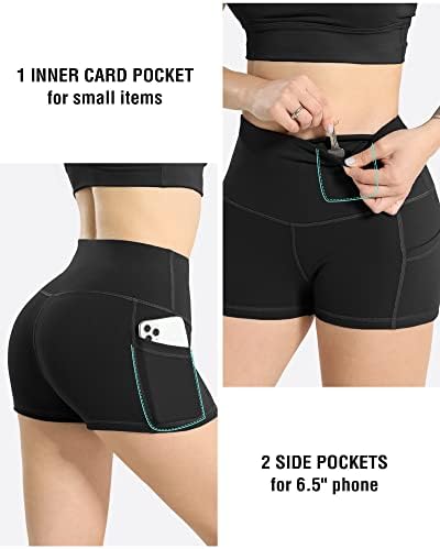 LZYVOO 4 Опаковки от Женски Шорти от Ликра с джобове, Дамски къси Панталони за Йога с висока Талия, къси Панталони за тренировка