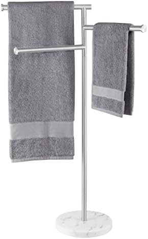 Закачалки за кърпи KES за баня, 40-Инчови Въртящи се Скоби, които са Изправени на 3 Закачалки за хавлиени кърпи с Утяжеленным Мрамор