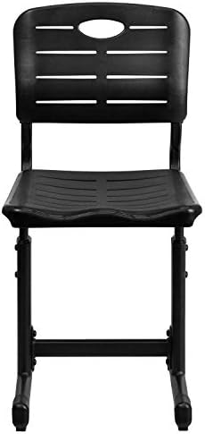 Флаш Мебели Регулируеми По Височина, Черен Студентски стол, с Черна Рамка на Пиедестал