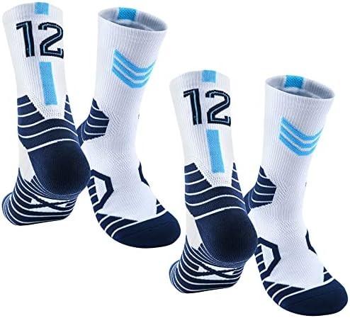 HMWIWAR 2 Двойки Баскетболни Чорапи за Мъже и Момчета, Баскетболен отбор, Щастливо число, Спортни чорапи-Звезди за Деца и Възрастни