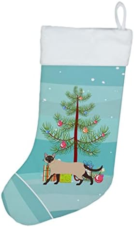 Съкровищата на Каролина CK4713CS Сиамски Традиционен Котка №2 весела Коледа Коледни Чорапи, Чорапи За Висящи пред Камината, Коледен