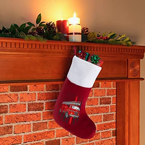 Тънка Червена Линия Пожарникар Коледен Окачен Отглеждане на Сладък Дядо Чорап за Коледно Декориране на Подаръци