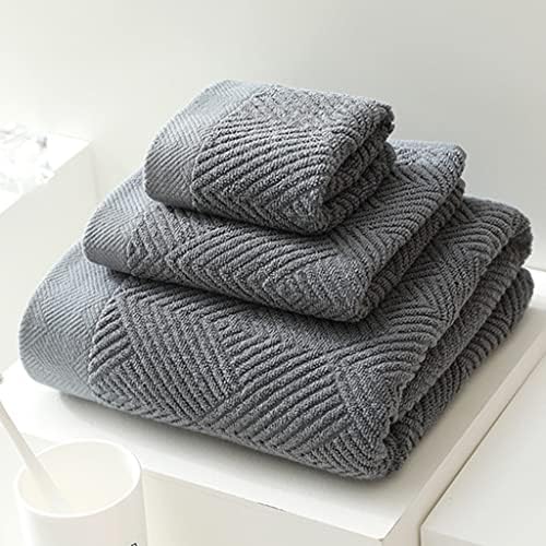 Комплект хавлиени кърпи SXNBH от обикновения памук Хотелски качество, Меки, добре абсорбиращи кърпи за баня (Цвят: сив, Размер: