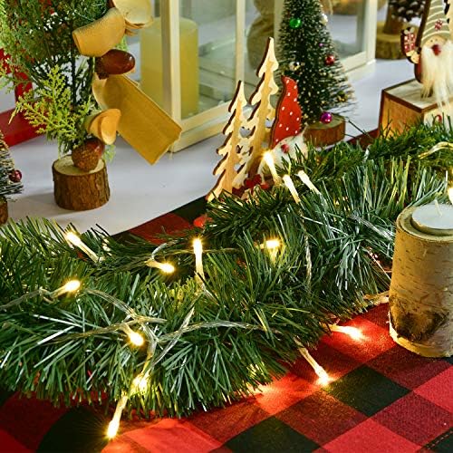 Украса на Коледното Гирлянди DearHouse 33Ft със 100 светодиодите, Венец от Зелени Борове, Празничен Декор за Външна или вътрешна