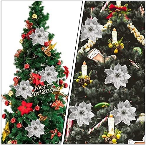 Toyvian Decoraciones para Salas De Casa 12 бр. Коледна Блестяща коледна звезда, Изкуствени Тъкани Цветя, Коледна Елха, Украса на