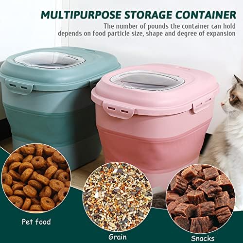 Сгъваем Контейнер за съхранение на храна за кучета и котки BNOSDM, Голям Запечатан Контейнер за съхранение на храна за домашни любимци с тегло 30 килограма с Колела и Т?