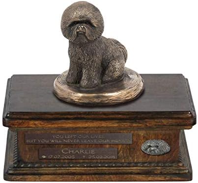 Bichon, Спомен урна за Кучешки Праха със Статуя, на името на домашен любимец и Цитат - ArtDog Personalized