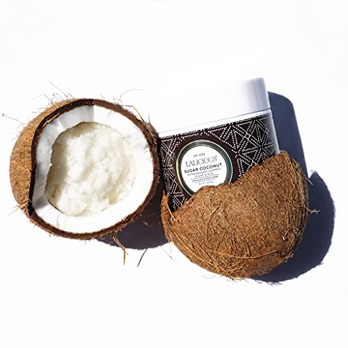 На два етапа, определени за ексфолиране и овлажняване LaLicious - Комплект за грижа за кожата от 2 теми - Скраб за тяло от кокосова захар и кокосово велур - Ексфолиращ скра