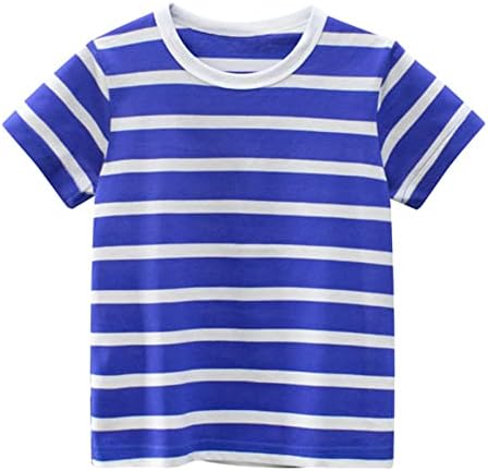Тениски с Кръгло деколте и Къси Ръкави в Ивица за Малките Момчета и Момичета, Блузи, Тениски, Дрехи за Деца, Цилиндър за Момчета
