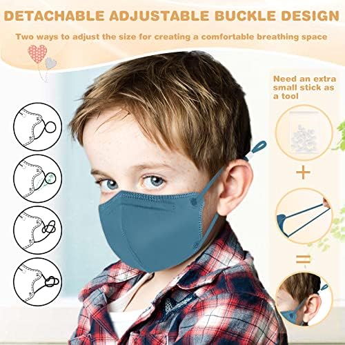 Детски маска XDX Kids KN95, 100 опаковки за еднократна употреба, маски за лице в индивидуална опаковка 5 Слоя разноцветни маски KN95 за деца, дишащи и удобни, ефективността на