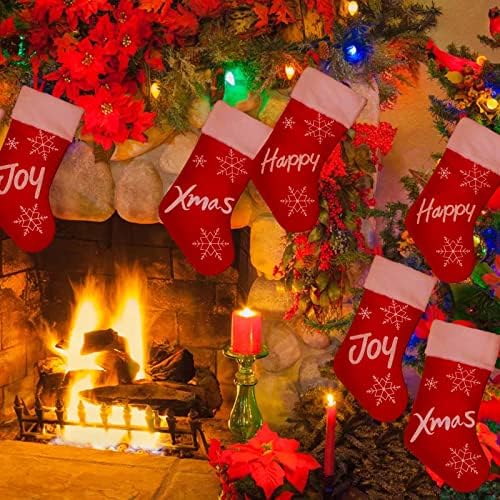 Коледен Отглеждане на 3 опаковки 18 Персонализирани Декоративни Коледни Чорапи с Снежинкой и Монограм, Комплект Чорапи за Коледната