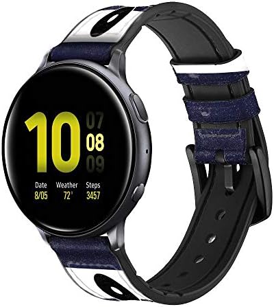 CA0428 Каишка за смарт часа Anchor Navy от кожа и силикон за Samsung Galaxy Watch, Watch3 Active, Active2, Gear Sport, Gear S2 Класически размери (20 mm)
