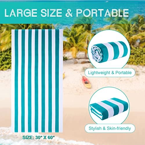 Голяма плажна кърпа ROYAL MATRIX в ивица от памук, 30 x 60, Плажна кърпа Cabana райе, 1 Опаковка Хавлиени кърпи, Супер Абсорбиращи