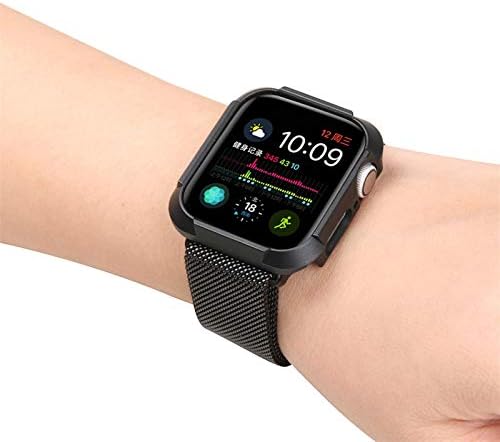 EEOM за Apple PC Watch Калъф за часовника 38 мм 40 мм 42 мм 44 мм Протектор Серия 7 / SE/6/5/4/3/2/1 Твърд корпус за часа (Цвят: черен размер: 42 мм)
