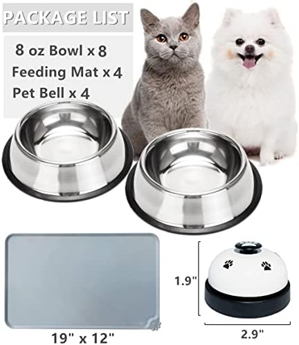 Комплект от 8 миск за кучета от неръждаема стомана, лесно се пере с нескользящим гумен пръстен, Купи за Хранене на малки/Средни