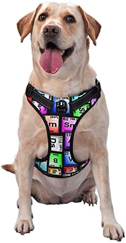 Шлейка за Кучета Цветни Елементи от Менделеевата Таблица, Повтарящи се, За Домашни Любимци Регулируеми Външни Жилетные Колан X-Large