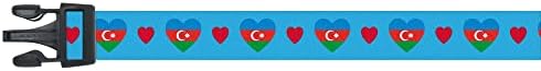 Нашийник за кучета | обичам Азербайджан | Hearts | Отличен за Национални празници, Специални събития, Фестивали, Паради | Произведено в САЩ | XSmall Малък Среден Голям XLarge