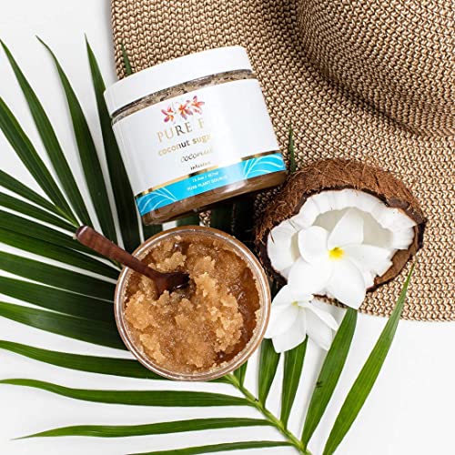 Pure Fiji Coconut Sugar Rub - Кокосов скраб за тяло от естествен произход за изглаждане и омекотяване на кожата - Биологичен Пилинг Захарен скраб за тяло с Кокос, 15,5 грама