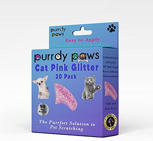 Purrdy Paws 3 Месечен доставка на Меки Капачки за нокти за котки с Розов блясък Small - Допълнителни Лепила