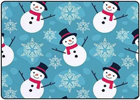 XOLLAR 80x58 инча, Големи Детски Килими, Коледен Cartoony Снежен човек, Меки Детски килим за Детска Стая, Всекидневна, Спалня