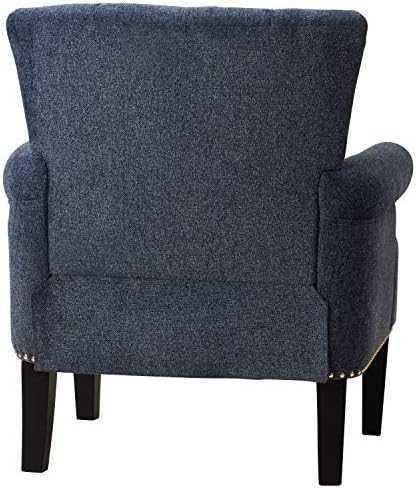 Merax Тъмно синьо съвременно стол с нитове, тканевое стол с акцент за спалнята, хола, комплект от 1