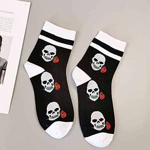 Модни чорапи за Хелоуин, Розови Чорапи, Бели Високи Чорапи За Жени (Черен, Един размер)