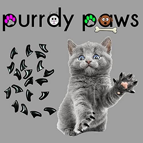Purrdy Paws 40 Опаковки Меки Капачки за Котешки Нокът Черен Среден