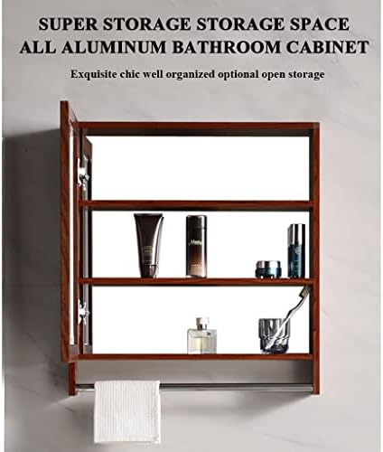 Органайзер за стенни шкафове NIZAME, Открит Блок за съхранение на 3 Секции, със закачалка за кърпи и Сребърно огледало, Wooden Огледален Органайзер за хола, Баня (Цвят: сив,