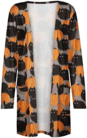 Жена с Жилетка на Хелоуин, 3D Графичен Жилетка С Отворена Предна Част, Лека Горна дреха С Дълъг Ръкав, Забавен Сладък Пуловер, Палто