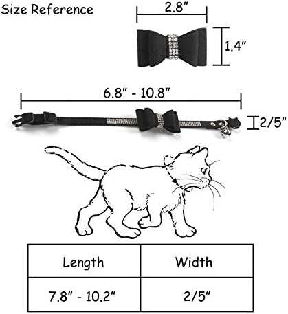 Нашийник за котки CHUKCHI, 2 опаковки, с диаманти, с хубав папийонка и камбана за Коте и няколко малки кученца, регулира от 7,8