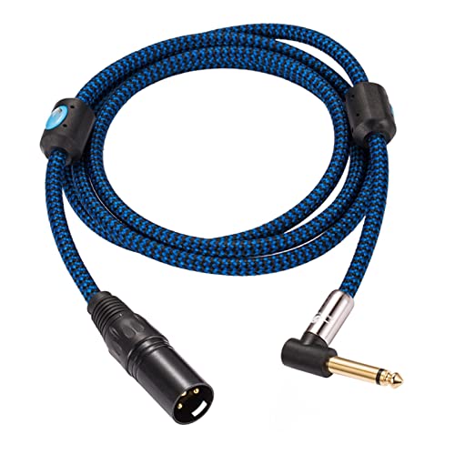 Аудио кабел Ъглов Моно 6,35 мм за XLR 3-пинов, Съвместим с усилване на Звуковия Смесител XLR конектор 1/4 6,5 Екраниран Кабел 1 m, 2 M, 3 M, 5 M 8 M 10 M (Цвят: синьо размер: 0,75 м)