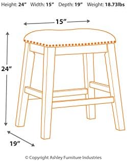 Корпоративна дизайн от Ашли Caitbrook Rustic маса за Хранене, комплект от 7 теми, включващи маса и 6 стола, сив & Caitbrook Rustic Бар стол с мека тапицерия височина 24,4 инча, 2 плота, с?
