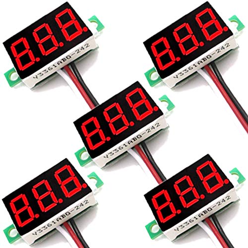(5 опаковки) JacobsParts DC 0-30 В 3-Жични Волтметър с 3 Фигурални led дисплей На панела Волтметър Цифров Тестер на напрежение (Червена)