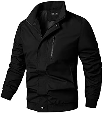 Якета OSHHO за Жени - Мъже Однотонная яке с цип (Цвят: Черен Размер: Голям)
