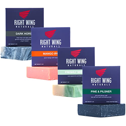 Подаръчен комплект сапуни Right Wing Naturals за мъже | Сапун, студено пресовано, ръчно изработени | Органично ръчно изработени сапун за мъже | Най-популярни аромати | Мъжки с