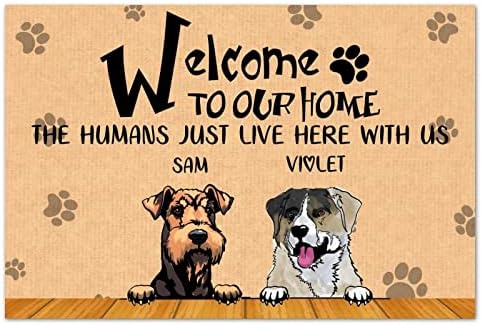 Добре дошли в Нашата къща, Хората Просто Живеят Тук с нас, Входна врата на Верандата Отвън, Персонални Името на Кучето, Изтривалки