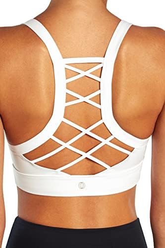 Спортен сутиен Balance Collection Womens Standard s Lynn Racerback Medium Impact, Бял, Голям размер