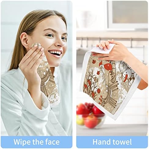 Kigai 6 Опаковки Кърпички за миене на съдове във формата на Снежен човек, Дядо Коледа, Елен и Птици - Меки Кърпи За лице, За фитнес,
