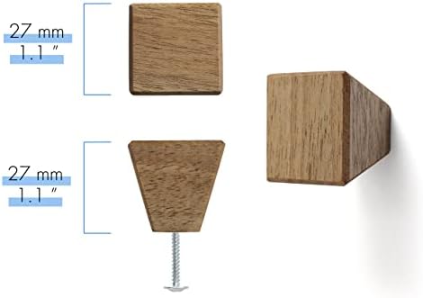 6 Готови дръжки за шкафове от орехово дърво с форма на диамант с размер 1x1 инча - Дървени шкафове, Дръжки за врати и шкафове, Дръжка