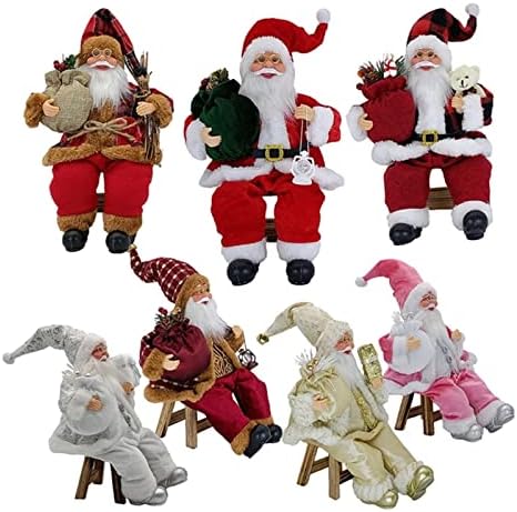 Коледна Украса PIFUDE, Фигурка на Дядо Коледа, Коледна Украса, Подвесное Украса за Коледната елха, Кукла на Дядо Коледа (Цвят: Сребристо-бял)