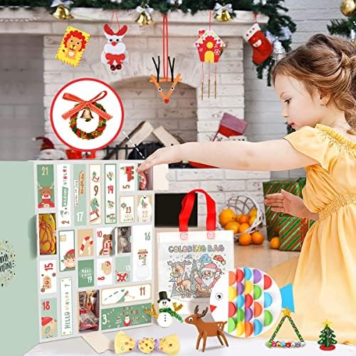 MOVINPE САМ Arts & Crafts Адвент-Календар за децата на Коледа 2022 Включва Инструкции, 24 Весели Креативните коледни Орнаменти Ръчно