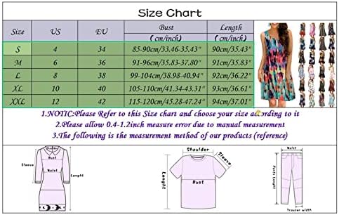 BEUU Летни Рокли за Жените 2022, Пуловер Без Ръкави с Принтом, на върха на Бретелях с кръгло деколте, Ежедневна Рокля с Джоб