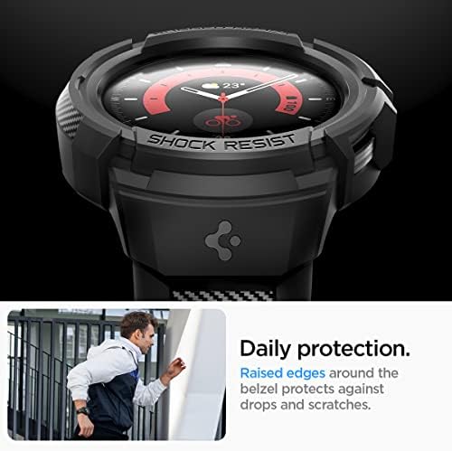 Spigen Rugged Armor Pro е Разработен за Samsung Galaxy 5 Watch Band Pro с защитен калъф 45 мм (2022) и S353, Предназначени за поставка