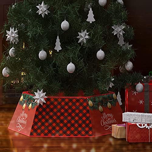 Яка под формата на елхи за изкуствени дървета, 24-Инчов Пръстен в клетка от Бъфало за украса на Коледната елха, Сгъваема Квадратна