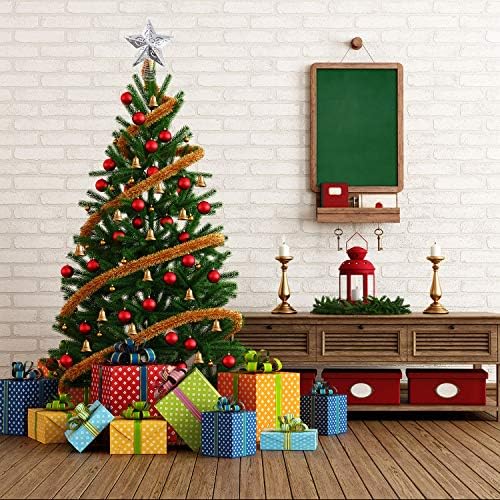 Aneco 8 Инча Лъскав Коледа Коледа в цилиндър Метал С 5-Точков Звезден Върхът на Коледно Украшение Жично Звезден Върхът на Дървото за Домашно Празничен Декор (цвят Среб?