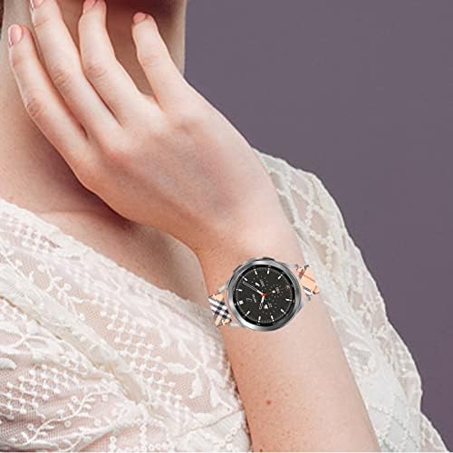 Дизайнер, който е Съвместим с Samsung Galaxy Watch 5 Pro 45 мм/Watch 5 40 мм 44 мм/ 4 джапанки 40 мм 44 мм, Galaxy Watch 4 Classic Band 42 мм и 46 мм, 20 мм, Луксозен модерен кожена каишка за Galaxy Watch 4 за жени